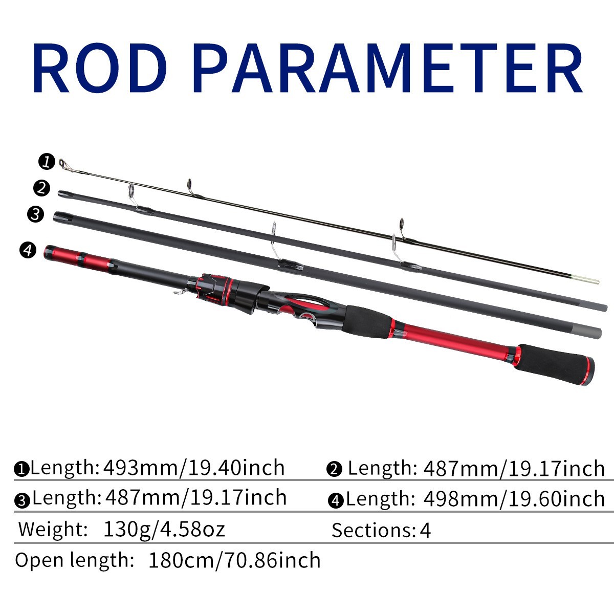 Fishing Rod Casting Spinning Travel Carbon Fiber Rod 4 Sections Trout Fast Pole