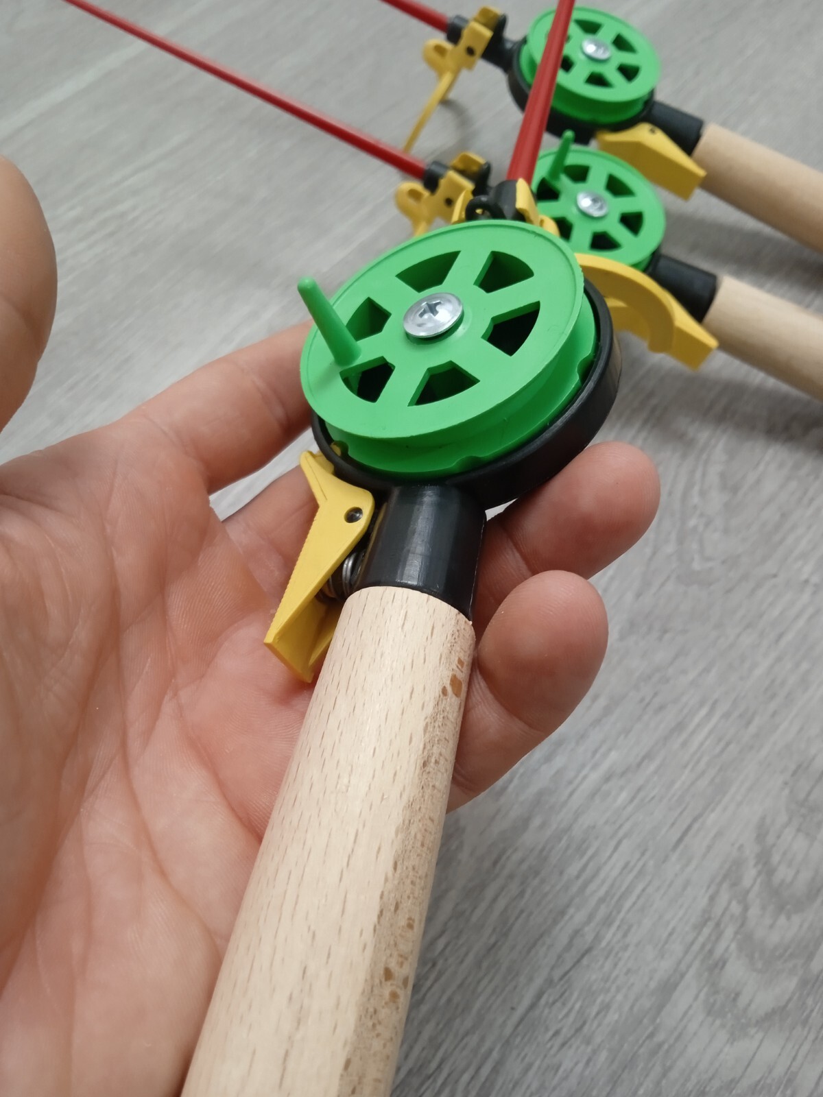 3 pcs Ice winter fishing rod ice vertical jig mormyshka wooden holder