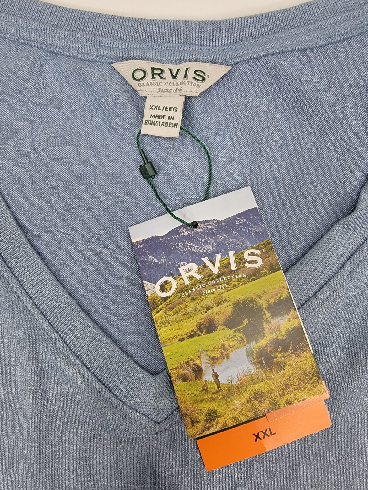 NEW Orvis Women’s Tunic Knit Top V-Neck Short Sleeves Side Slit Blue XXL 2XL NWT