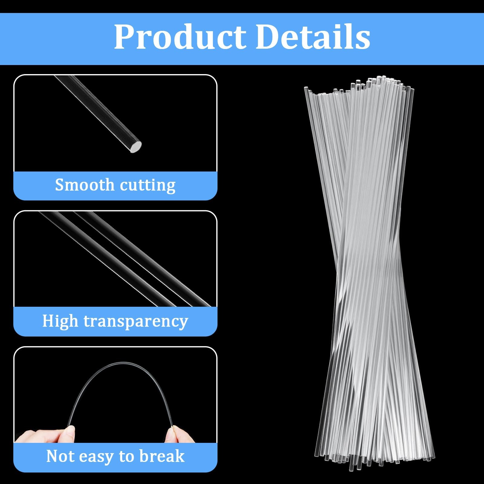 120 PCS Flat Clear Cupcake Topper Sticks, 8 Inch 2 mm Diameter Clear Acrylic …