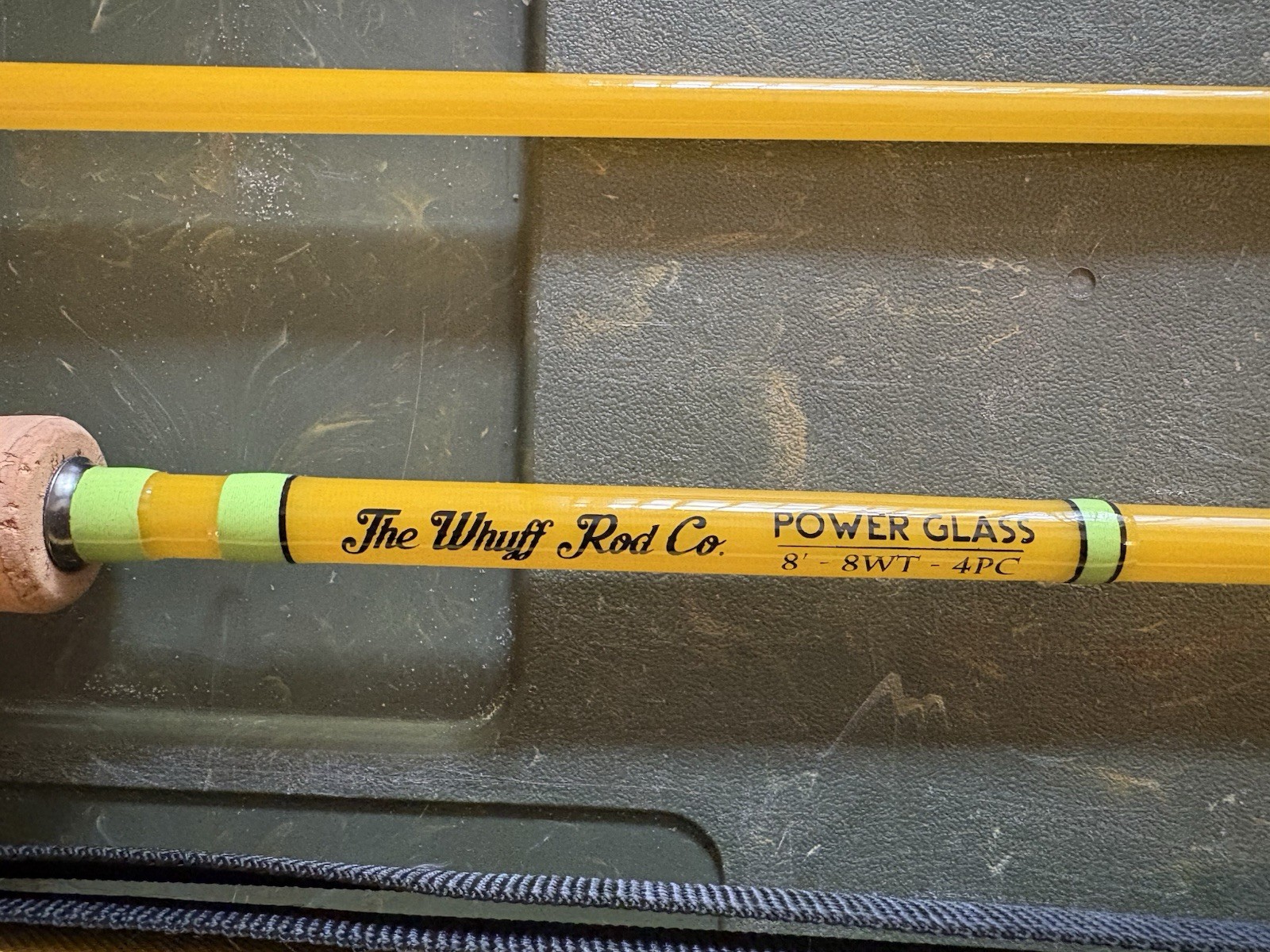 The Whuff Rod Co. Power Glass 8ft 8WT 4pc Fiberglass Fly Rod Yellow/Green