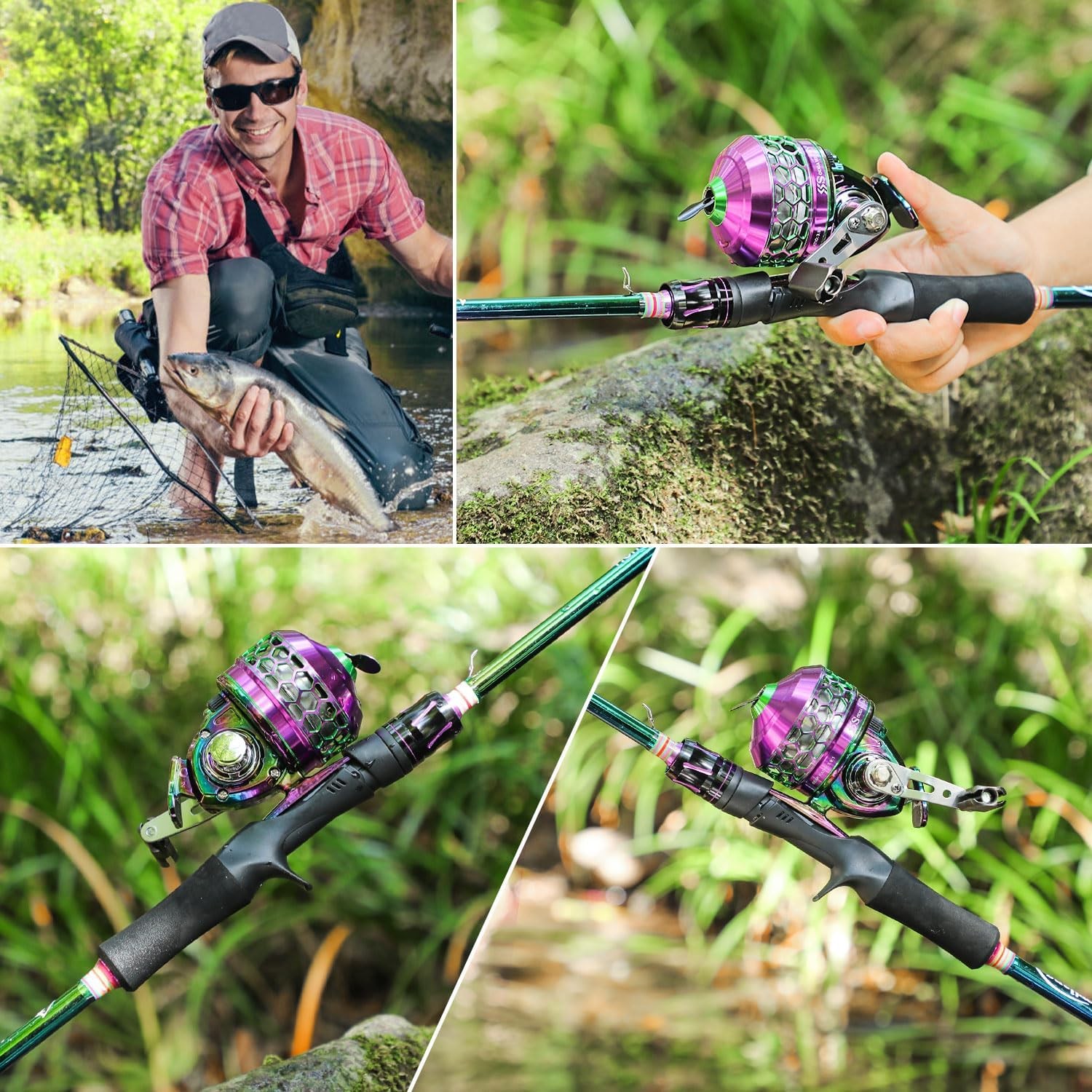 Sougayilang 6.9ft 2-PC Portable Light Fishing Rod & Reel Combo Spincast