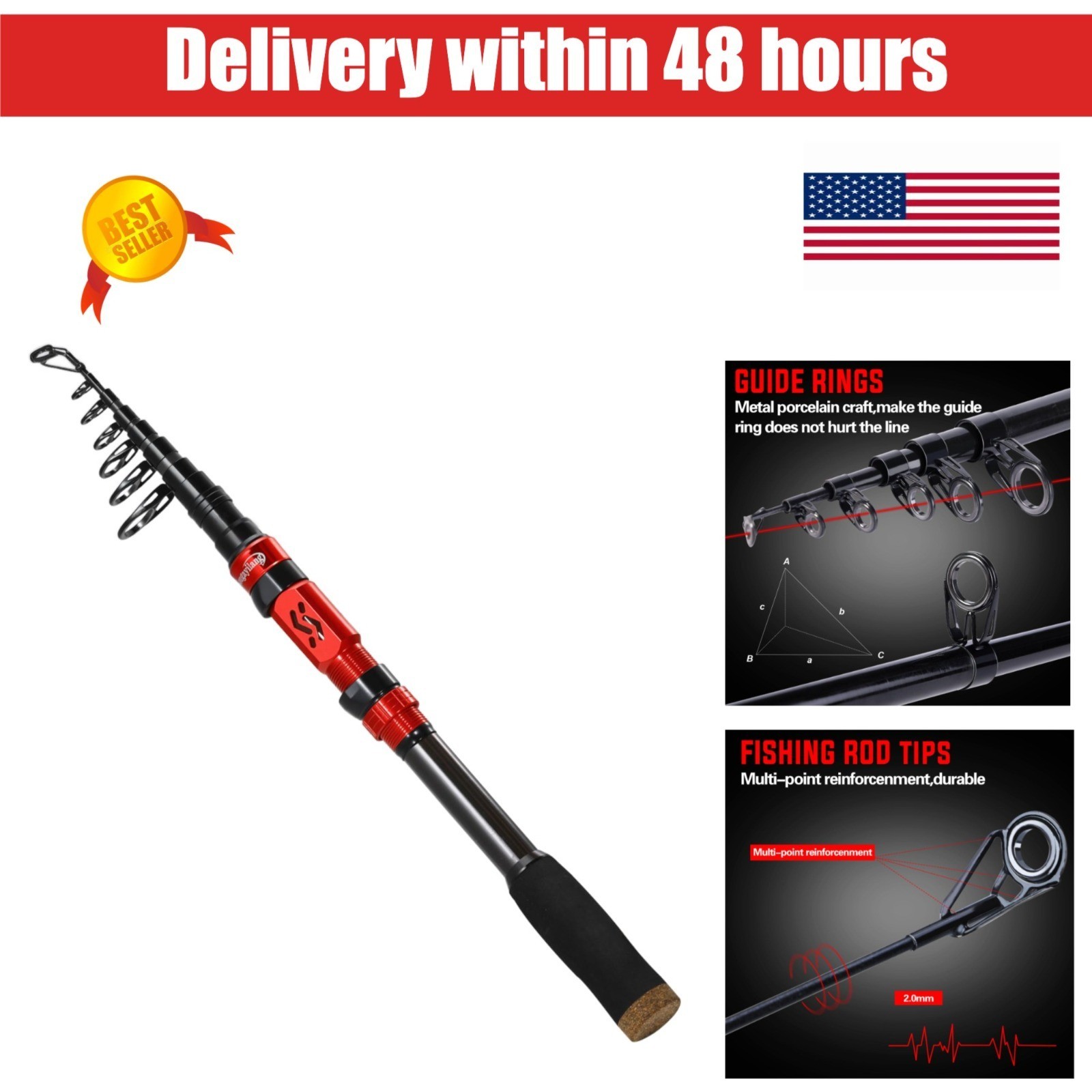 Sougayilang Telescopic Fishing Rod – Lightweight Carbon Fiber, 10 ft