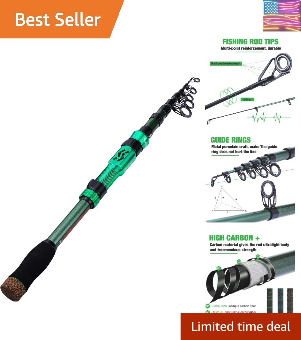 Telescopic Fishing Rod – 24 Ton Carbon Fiber,CNC Machined Reel Seat, Comforta..!