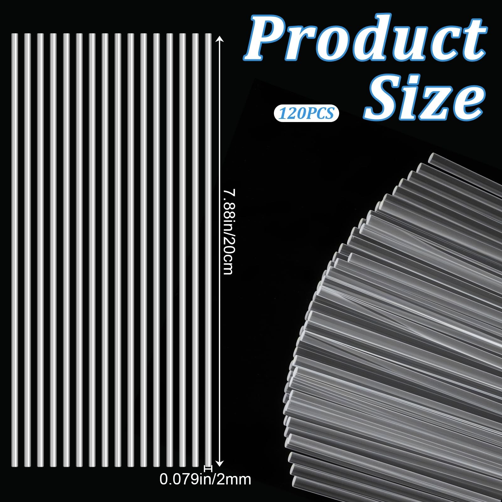 120 Pcs Clear Acrylic Rods, 2 mm 8 inch Diameter Acrylic Dowel Rods, Reusable…