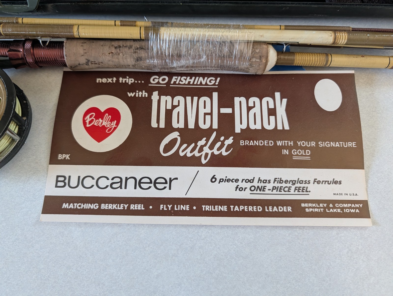 Vintage Berkley Buccaneer Fly Rod Travel Pack Fishing Rod & Reel. Model B6f-6’6″