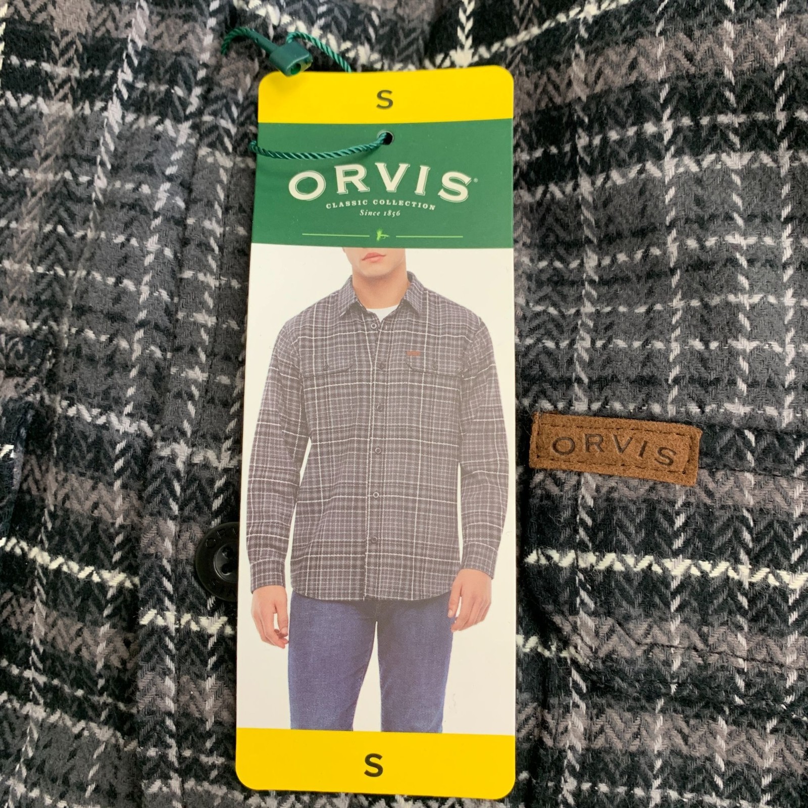 Orvis Men’s S Black & Gray Classic Collection Plaid Flannel Shirt jacket M1144