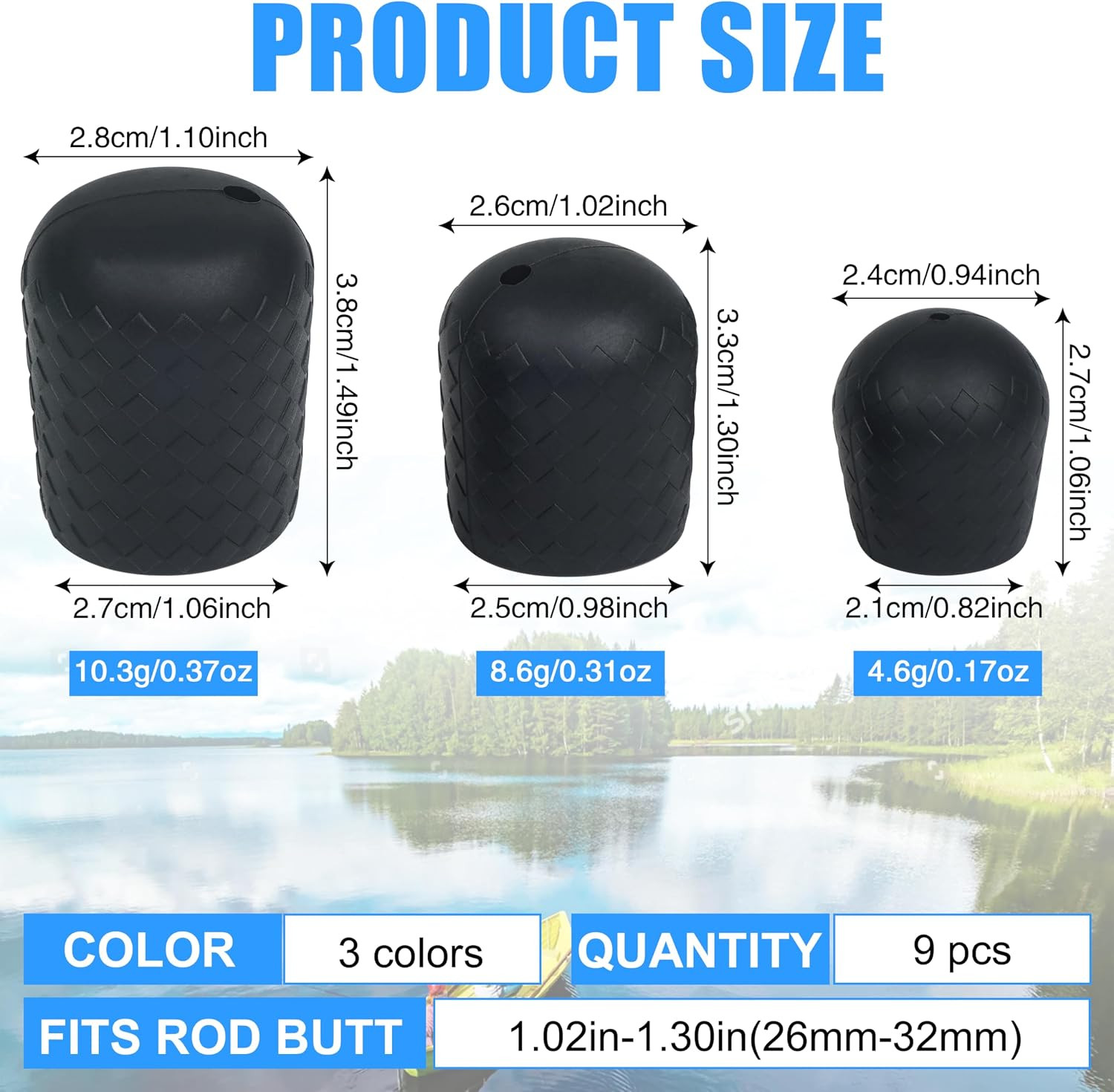 Fishing Rod Butt Cushion, Silicone Fishing Rod Butt Cap End Rod Seat Cushions Pr