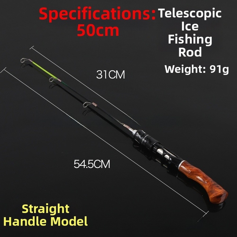 Ice Fishing Rod 50cm Fiberglass Construction Wood Handle for Cold Climates