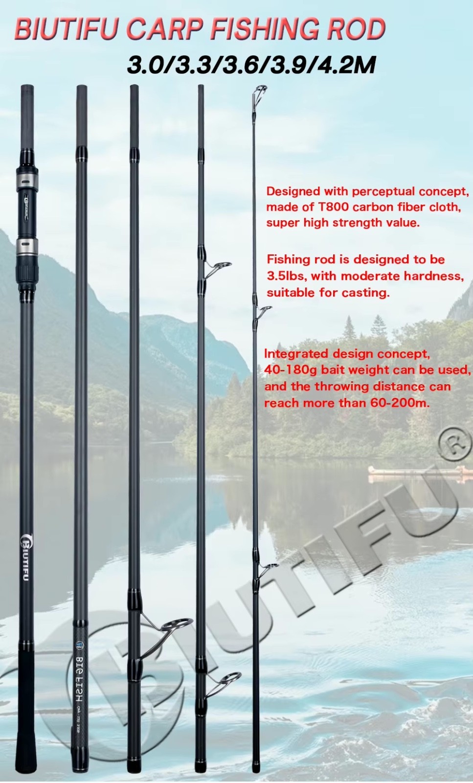Big Fish Vacation Travel Fishing Rod Carp Coarse Freshwater Rods Various