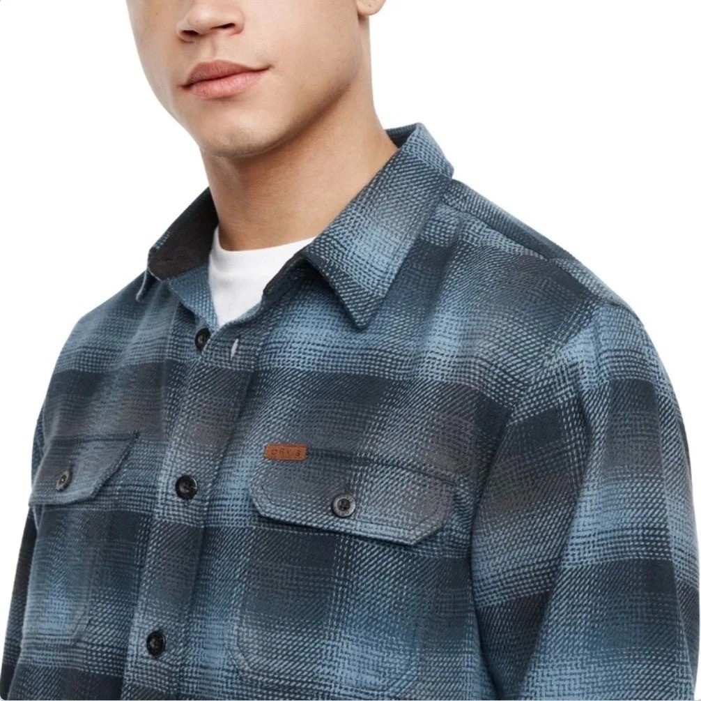 Orvis Men’s Size S Blue Plaid Long Sleeve Button-Up Beefy Flannel Shirt n1312