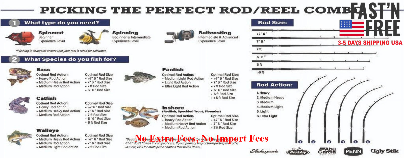 Shakespeare Crappie Hunter Spinning Rod, 10′ Light Fishing Rod, 2 Piece, NEW USA