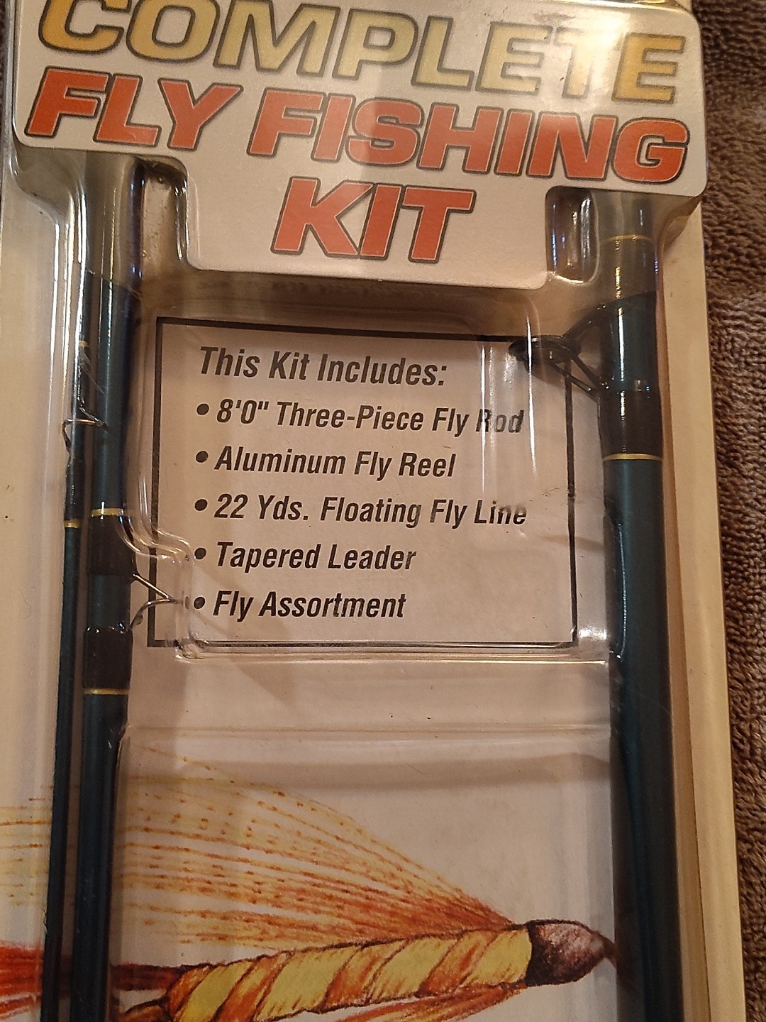 New Vintage Sealed Shakespeare Complete Fly Rod Fishing Kit 8Ft & Accessories