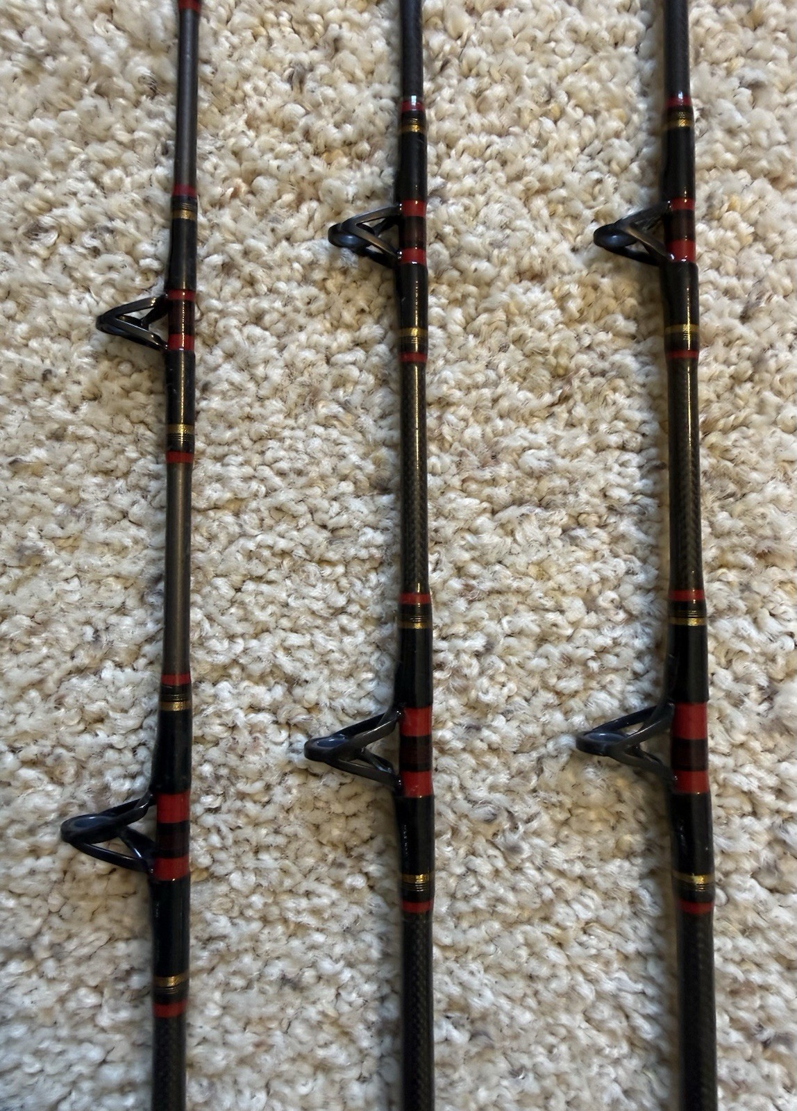 Lot of (3) Kunnan HOT RAIL Conventional Saltwater Fishing Rods, “NICE”… L@@K!!!