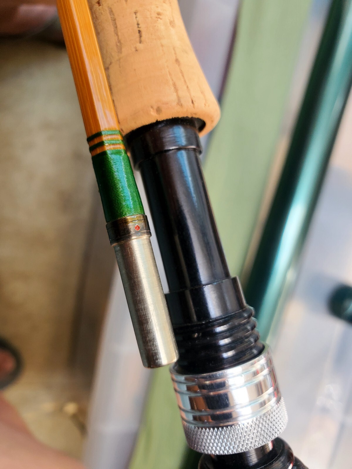 New Pezon Et Michel Bamboo Rod FRANCE 8’6″ 2pc w/2Fighting Buttons-tube-Sock