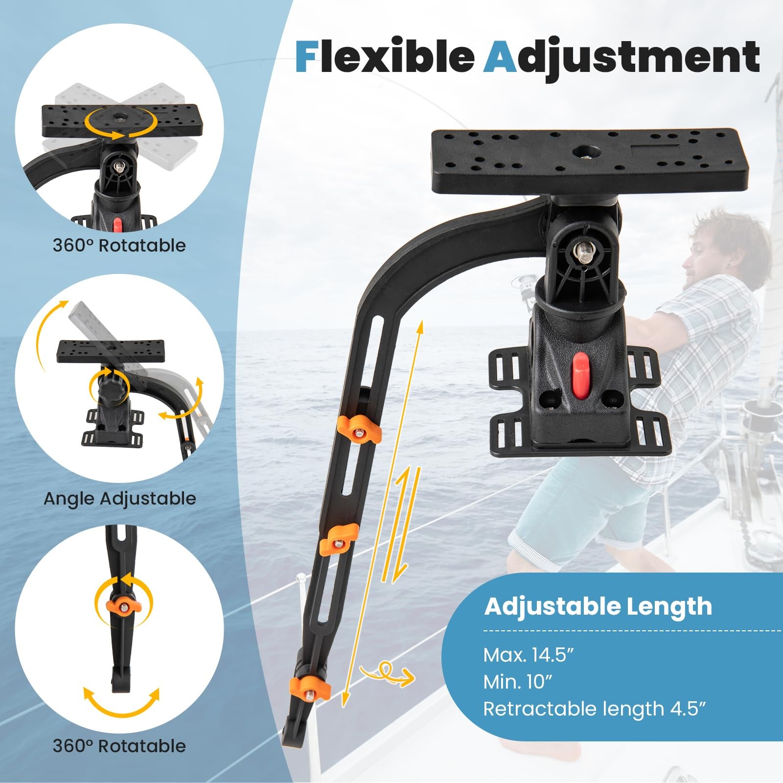 Goplus Fishing Float Tube Accessories 360 Rotatable Fish Finder Holder W/ Mount