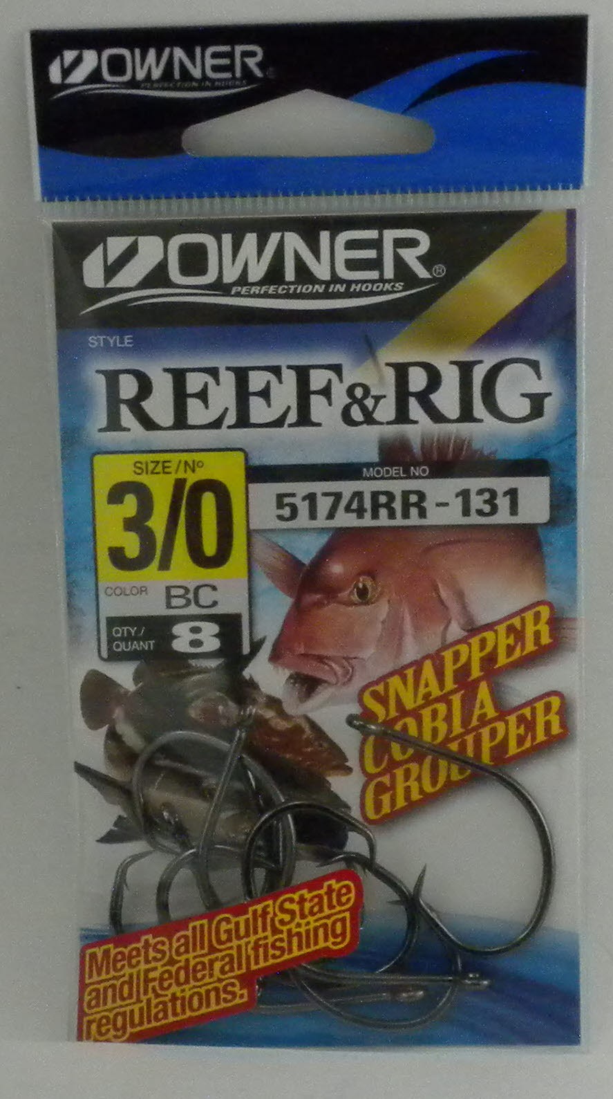 Owner 5174RR-131 Reef Rig Circle Hook Inline 2X Strong Black Chrome Size 3/0 8Ct