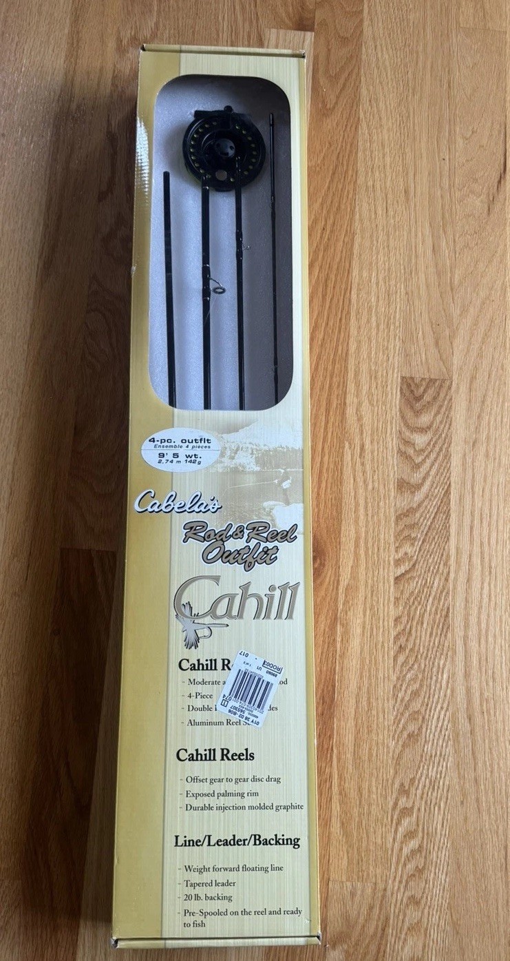 NEW Cabela’s Fly Fishing Rod & Reel 4-pc. Outfit Cahill Graphite Rod W/ Box Flys