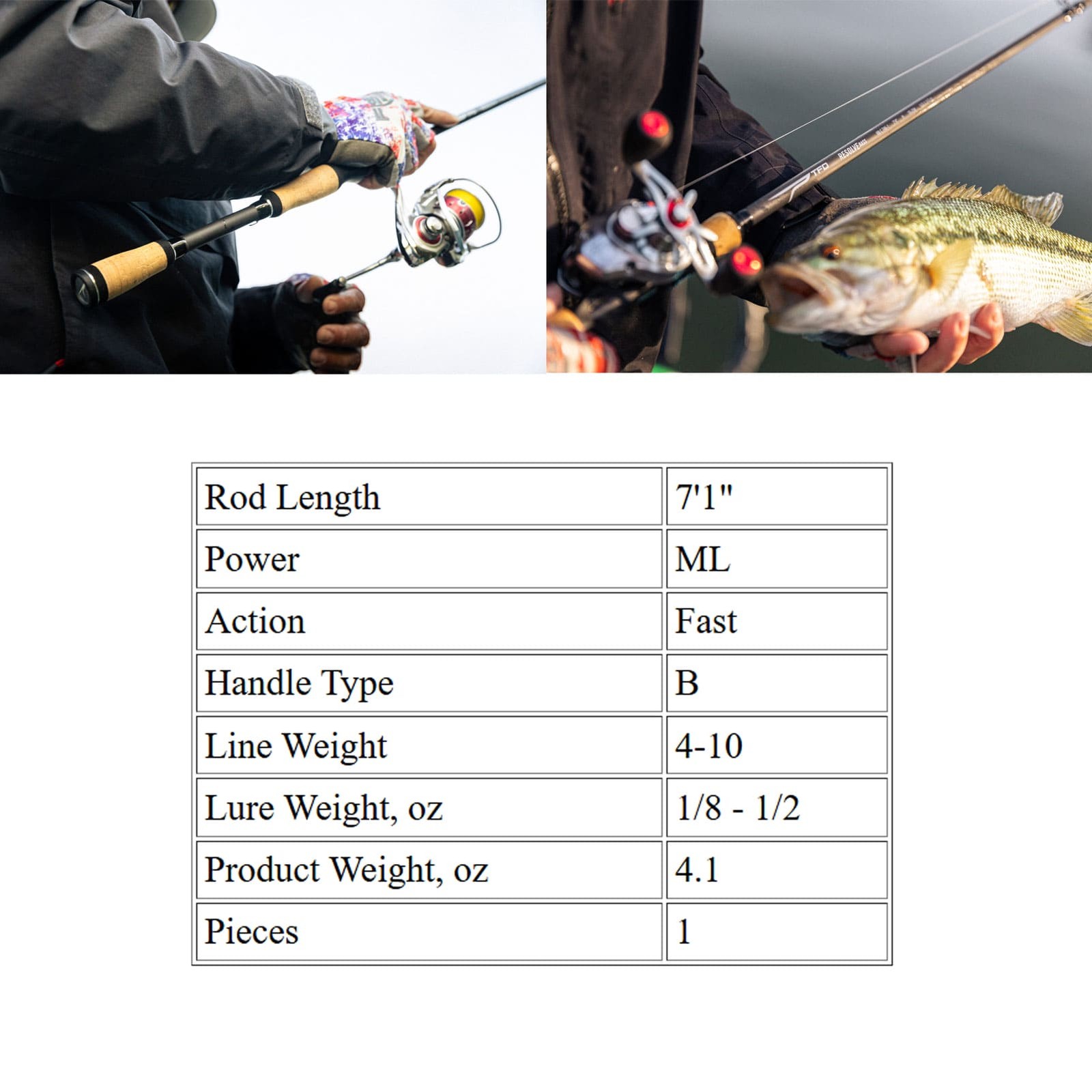 TFO Resolve Bass 7ft6in H 1-Piece Spinning Rod (RB-S-713-1)