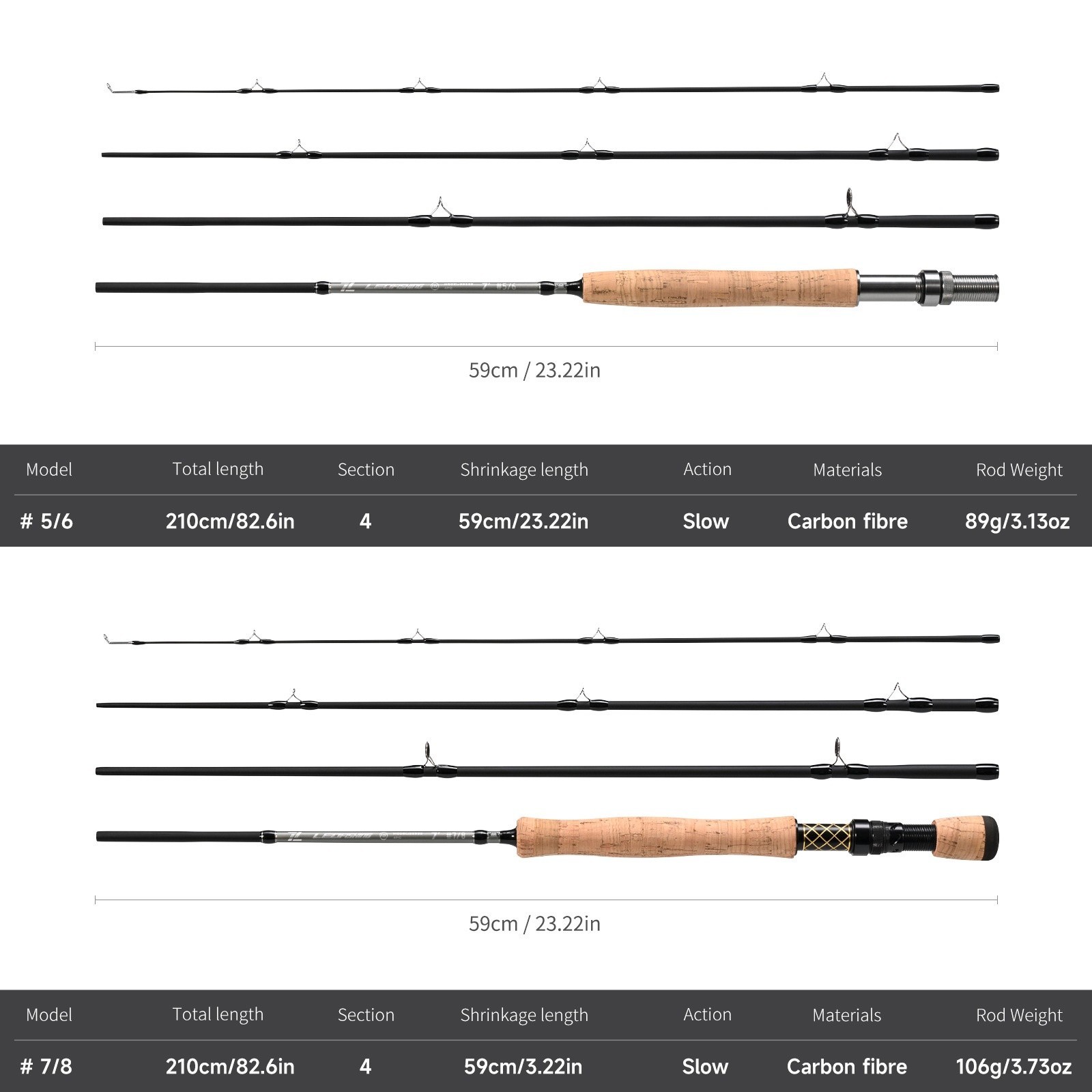 Travel Fly Fishing Rods 7ft Multinodal Medium Carbon Fiber Fast Action Fly Rod