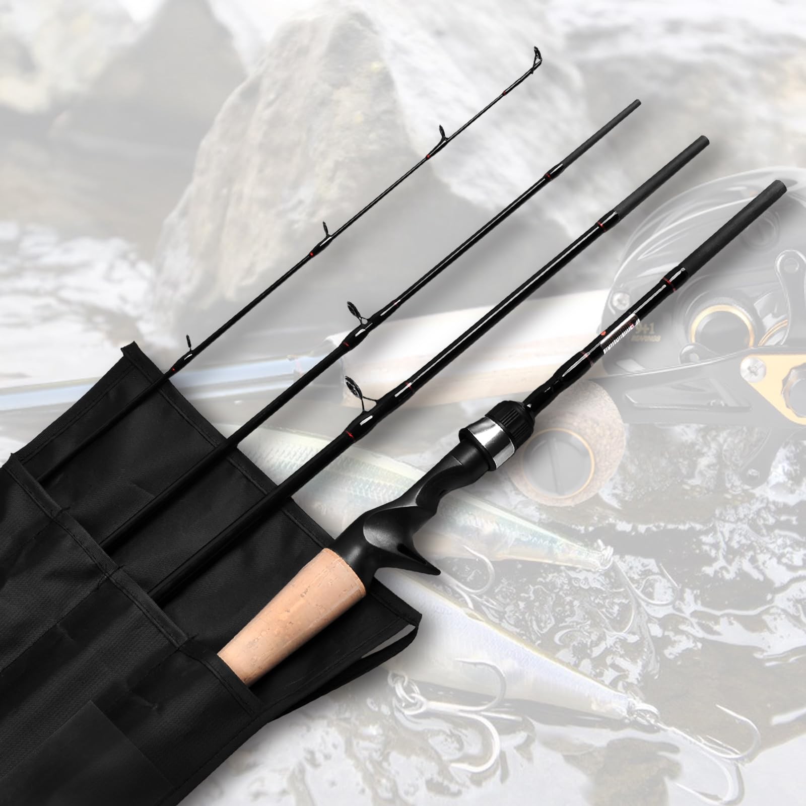 4 Pieces Travel Casting Rod Graphite Baitcasting Fishing Rod Portable Fishing…