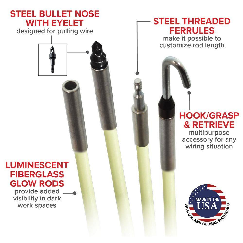 3/16 In. X 10-1/2 Ft. Fiberglass Glow Fish Rod Kit