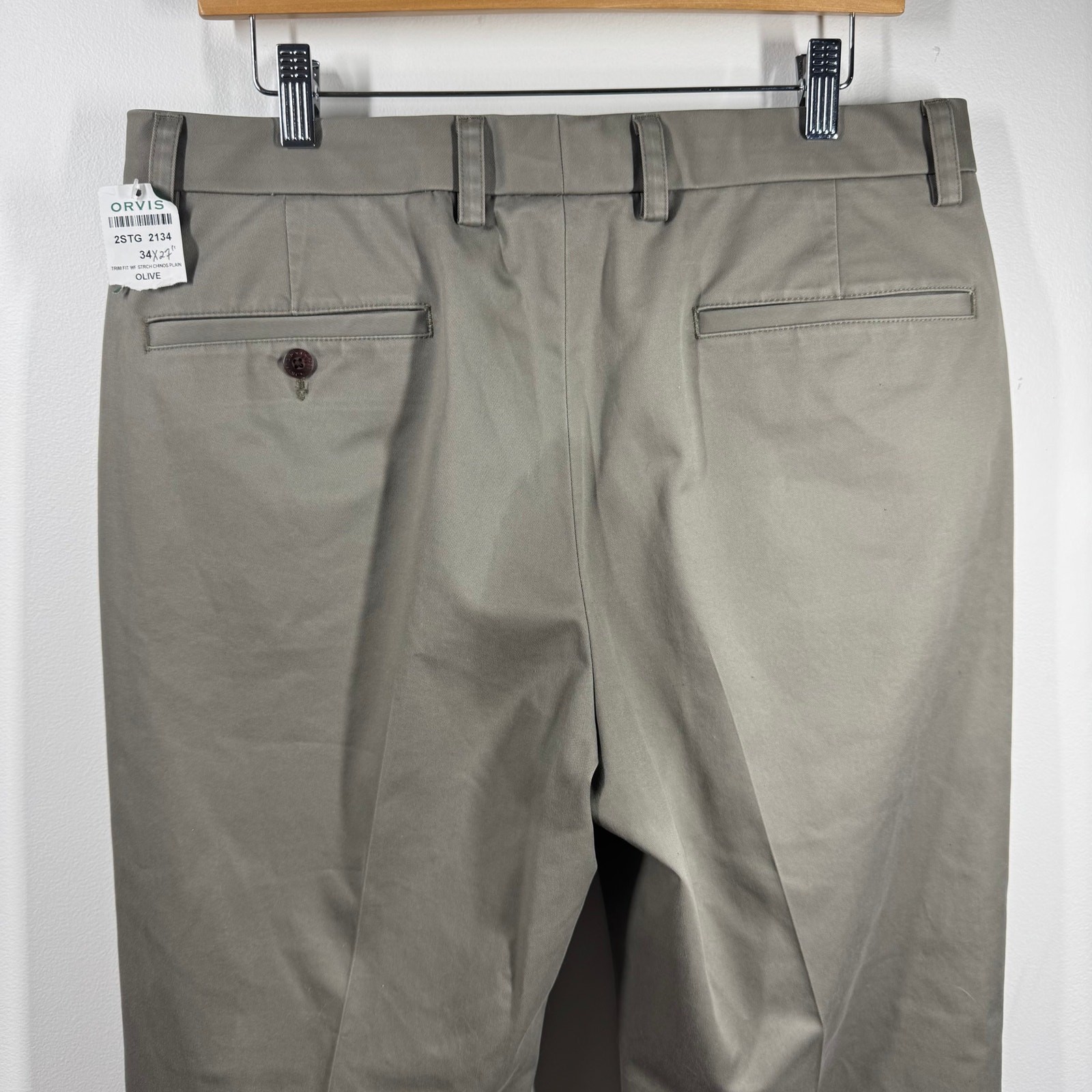 Orvis Pants Men 34X27 Beige Khaki NWT Trim Fit Trouser Cotton Career Spring Work
