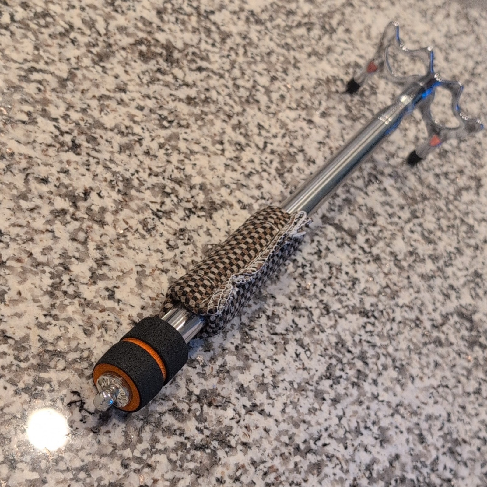 Telescopic Fishing Rod Pole with Line Guides Silver Black Orange