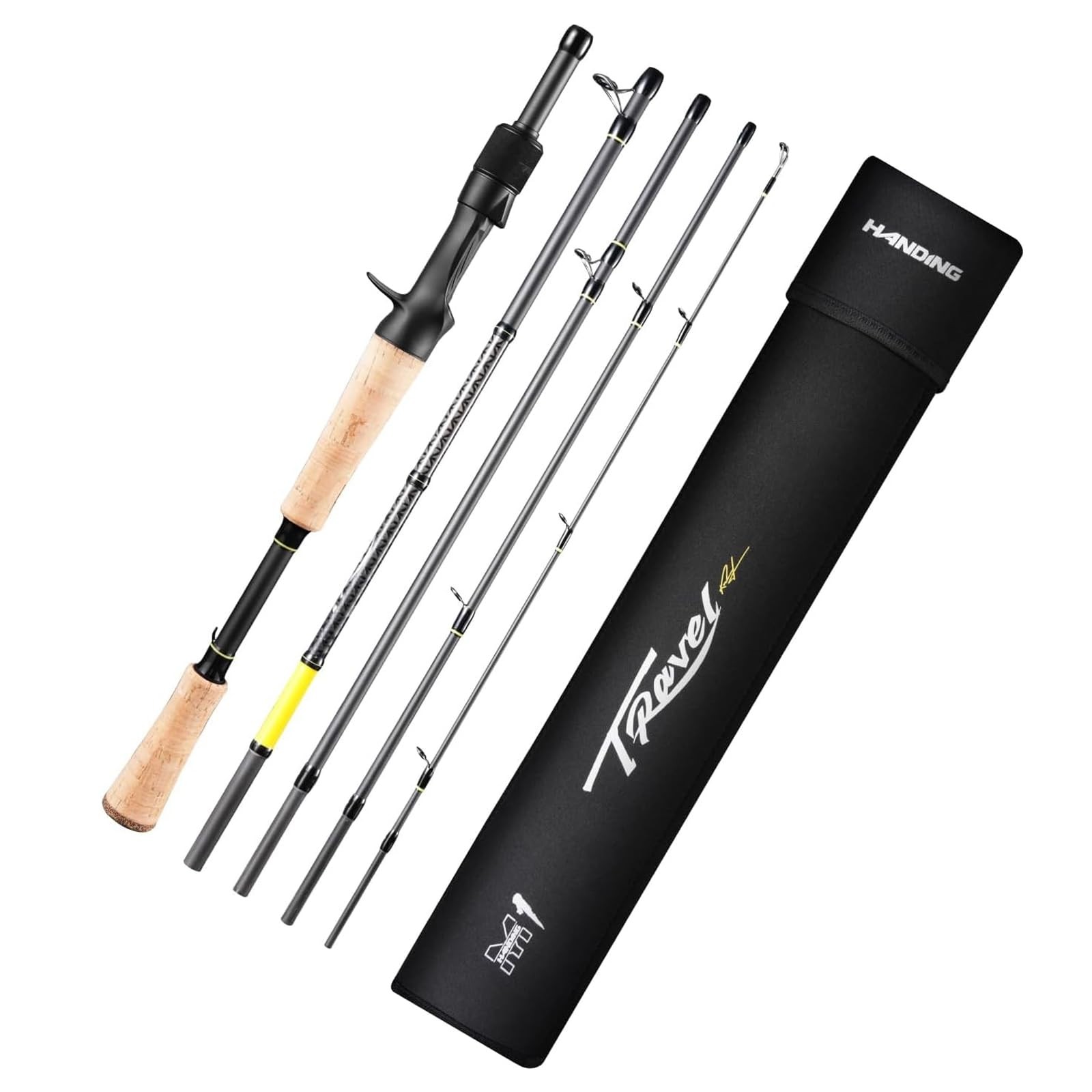 M1 Travel Rod Travel Baitcaster Rod 5-Piece Travel Fishing Rod 6’6″ for Large…
