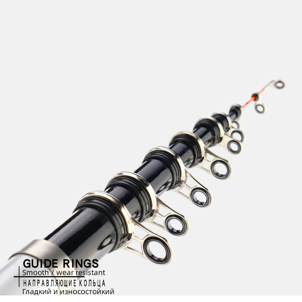 3M/9.84ft Carbon Fiber Telescopic Fishing Rod Ceramic Guide Ring Spinning Pole