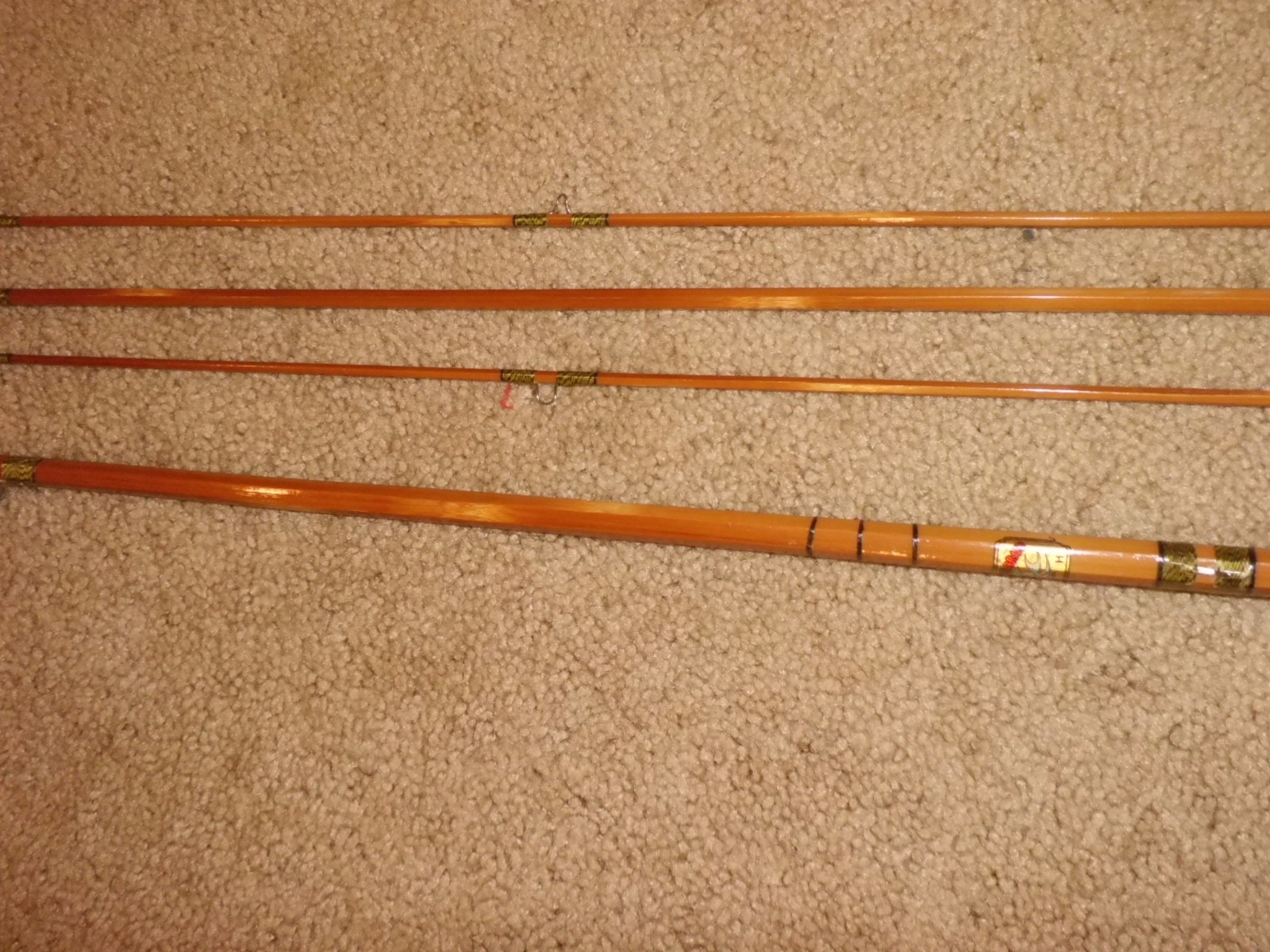 Vintage ANGEL FISH BRAND Split Bamboo Fly 8′ Rod made in Japan w/ 2 tips