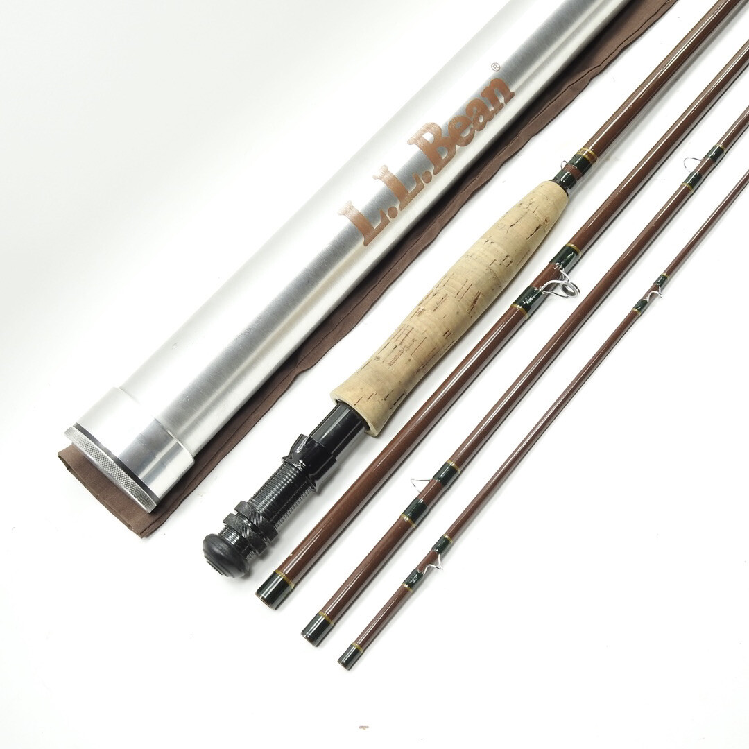 L.L. Bean “Double L” Fiberglass Fly Rod. 8′ 6″ 7wt. W/ Tube and Sock.
