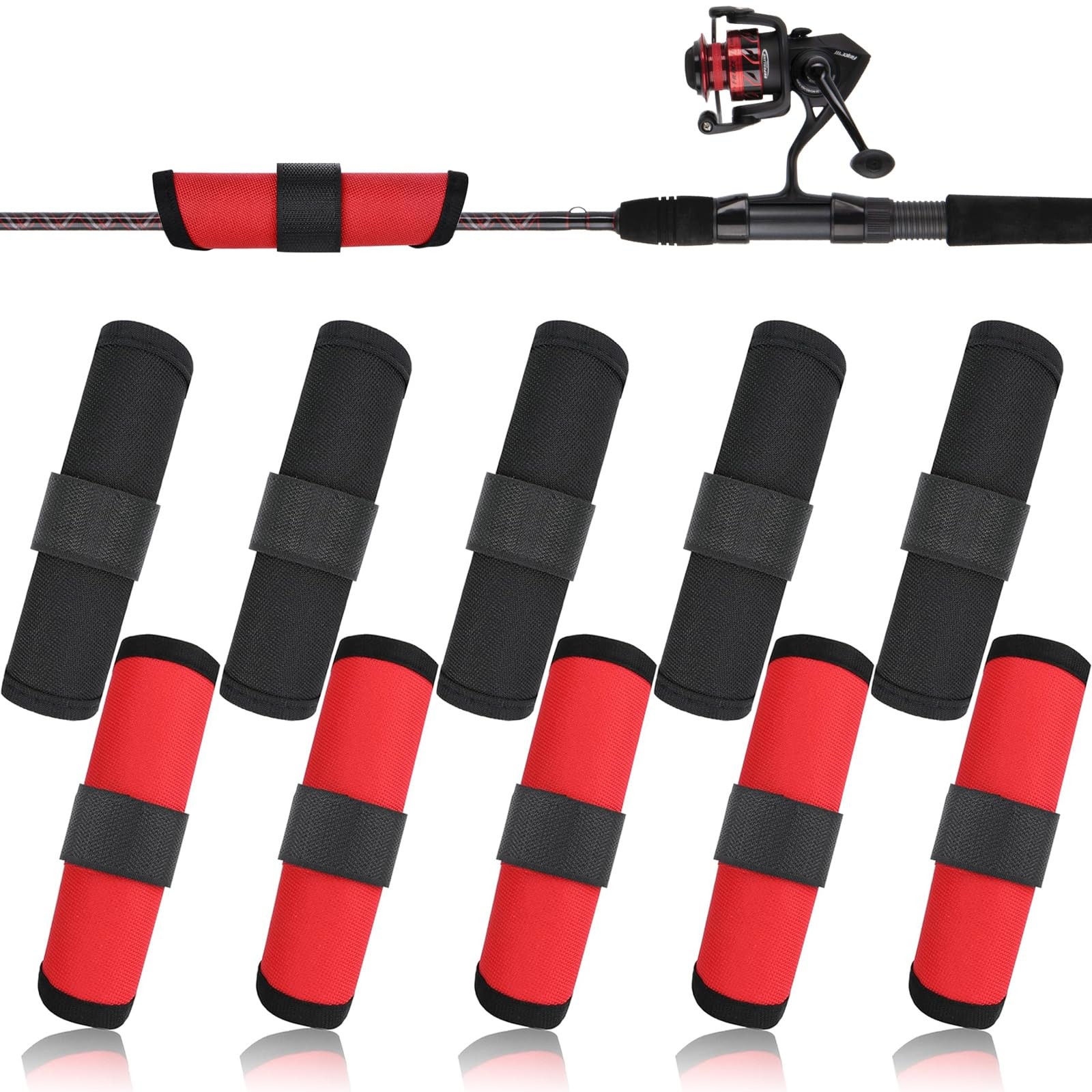 KPEPIX 10 Pcs Fishing Lure Wraps – Hook & 6 inches, Red & Black