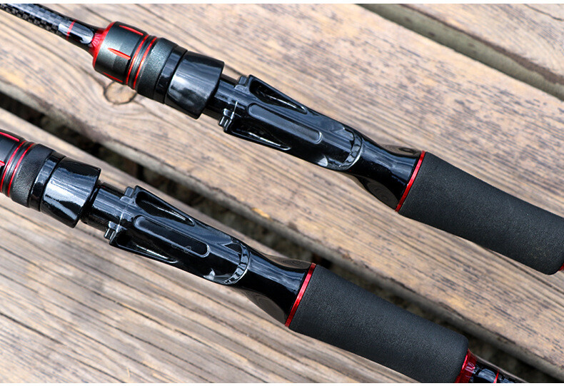 Rollfish Medium light Mod Fast Spinning Rod 6′ 2pc. Black/Red