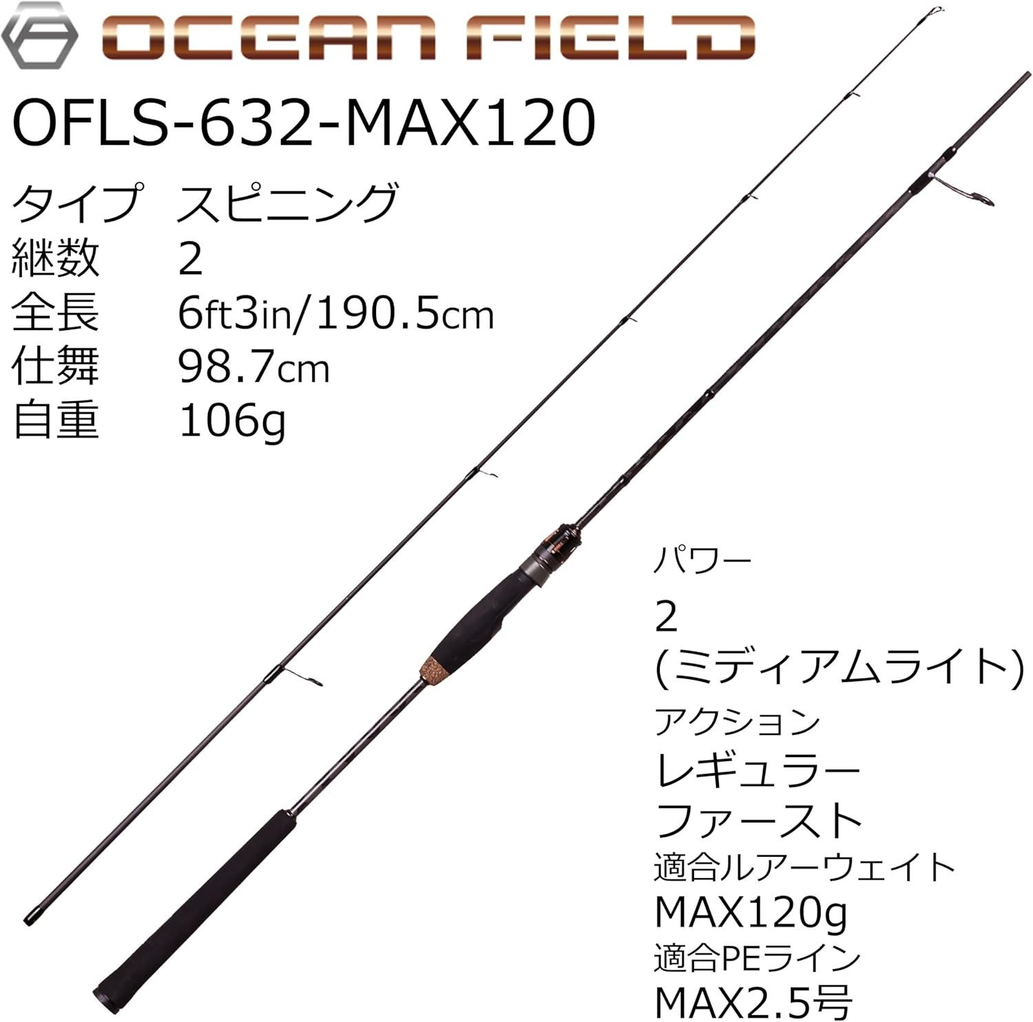 Abu Garcia OCEANFIELD LJ Light Jigging Rod OFLC-632-MAX120