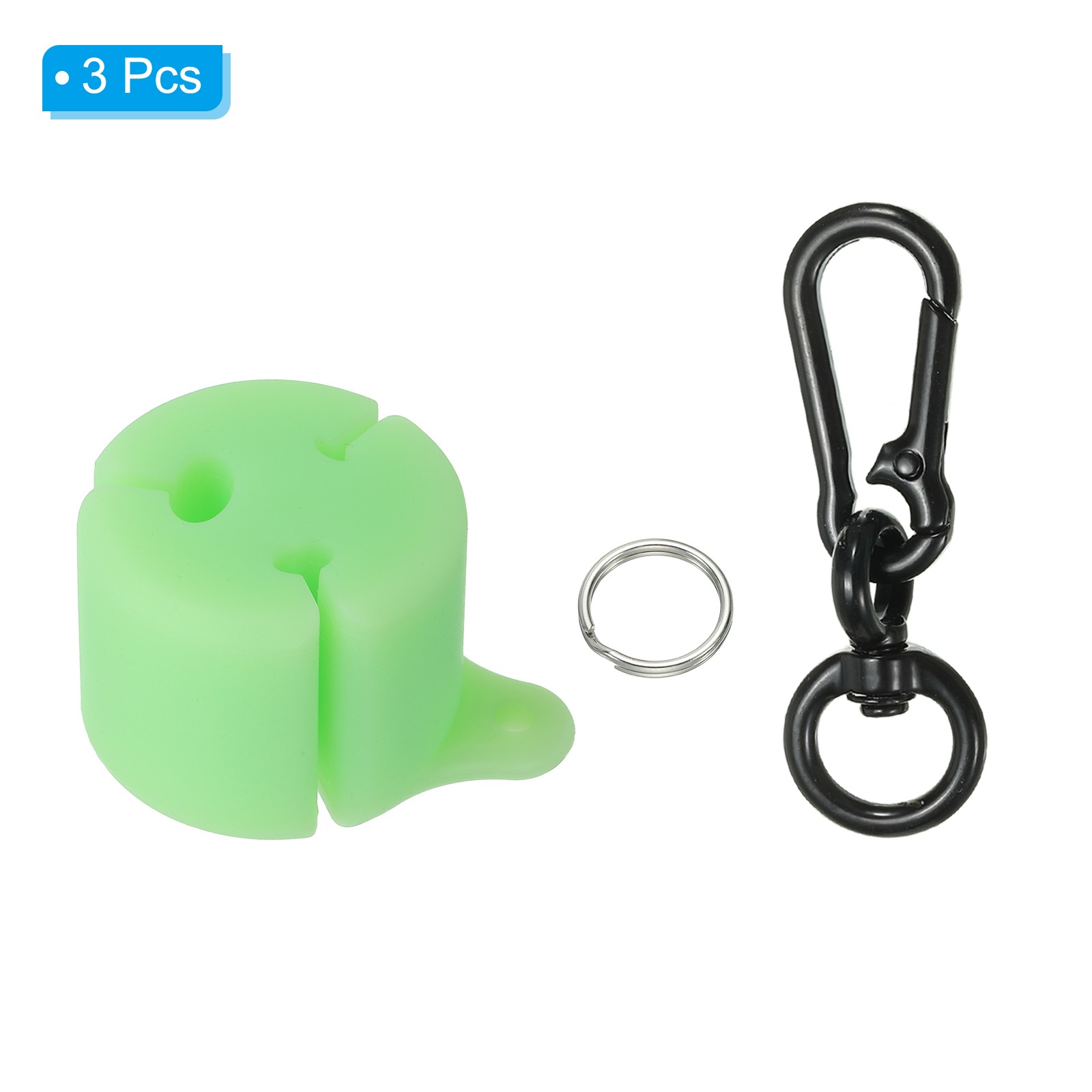3Pcs Creek Rod Clips Silicone Wearable Fishing Pole Holder Fluorescent Green