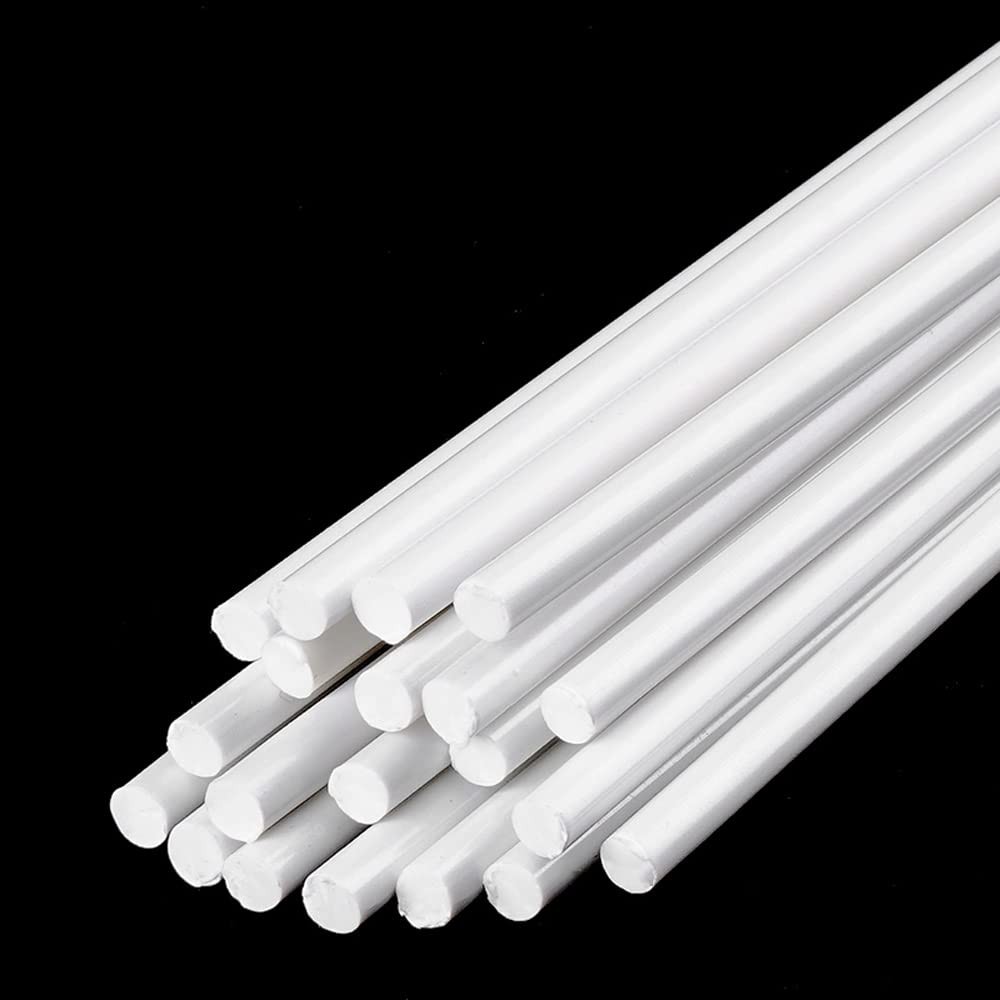 25PCS White ABS Styrene Plastic Round Bar Rods – 3mm Diameter, 250mm Length f…