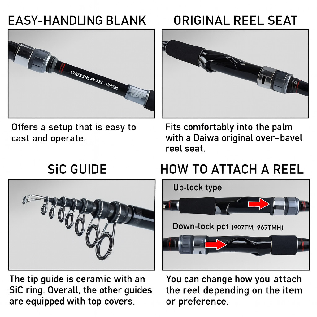 DAIWA Crossbeat SW 666TUL Telescopic Spinning Rod 6pc 6’6″ Light Game From JAPAN