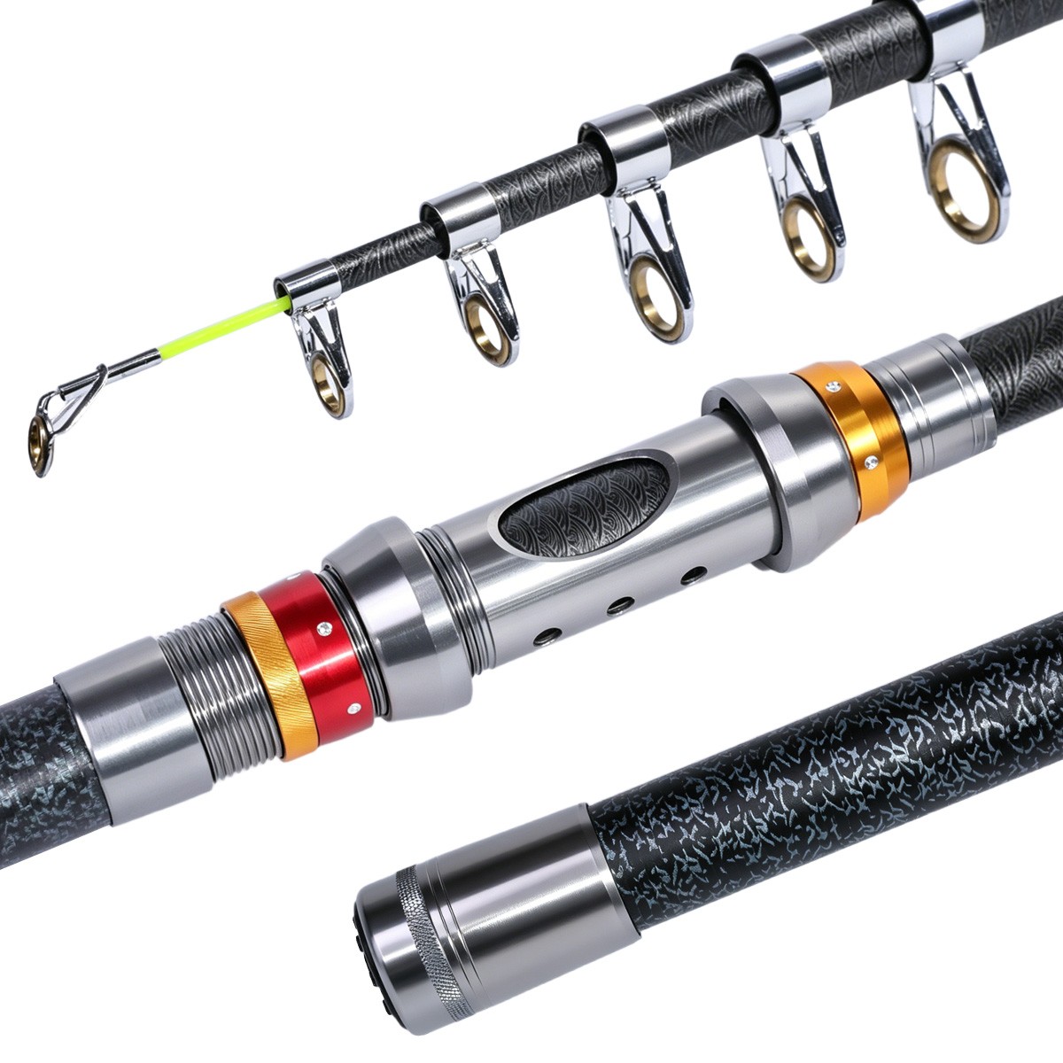 Carbon Fiber Fishing Rod Portable Spinning Pole Telescopic Fishing Rod Saltwater