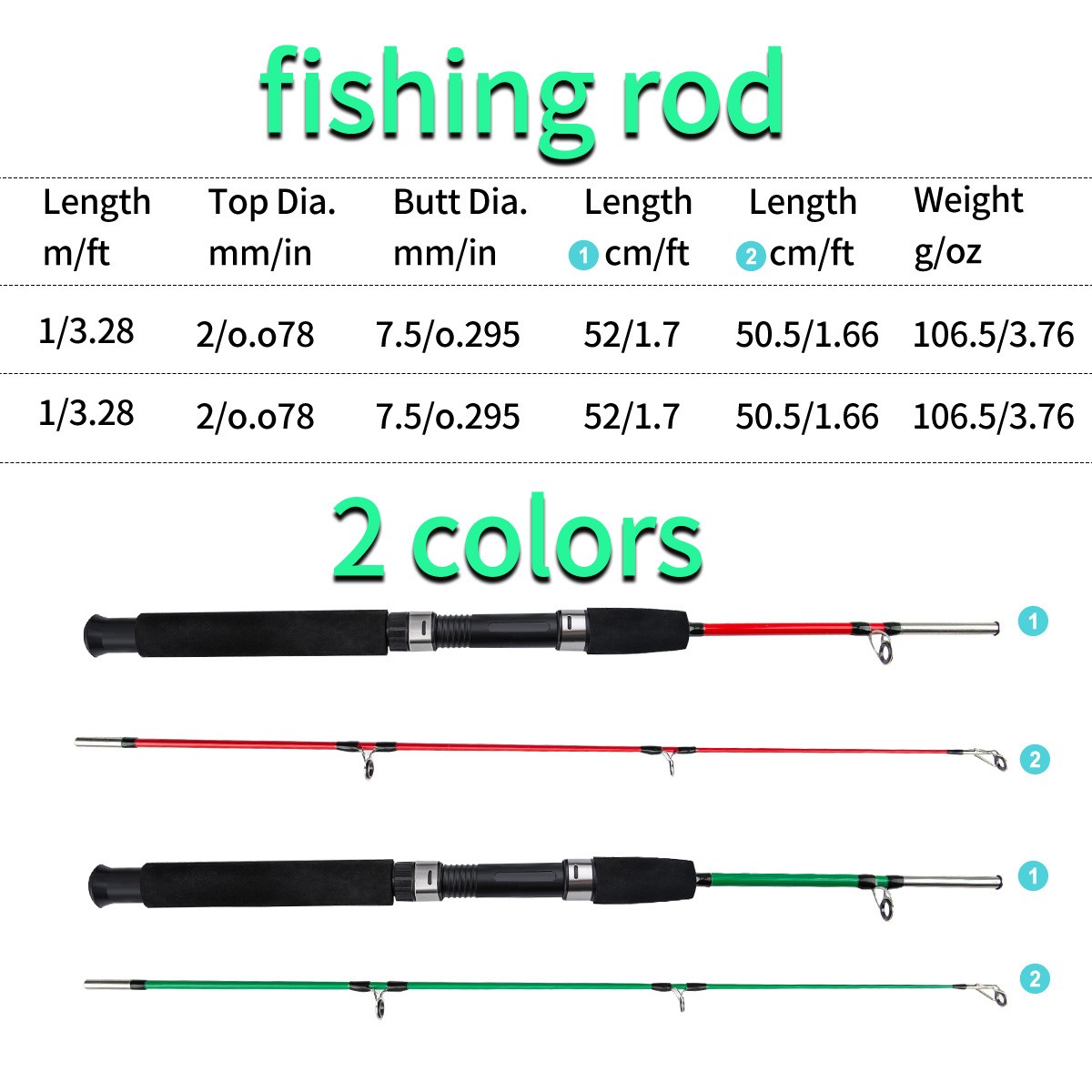 Lightweight 1 Meter Outdoor Fishing Rod with a Straight-handled Fishing Rod