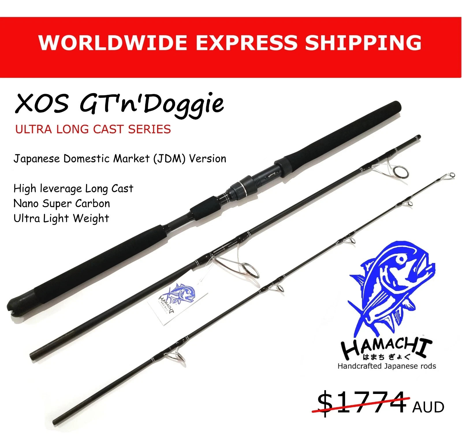 2026 HAMACHI XOS GT’n’Doggie – ULTRA LONG CAST – Japanese spin fishing rod
