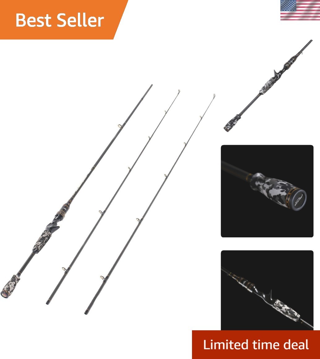 High-Performance 7′ Camo Fishing Rod – Carbon Fiber Construction with EVA Handle