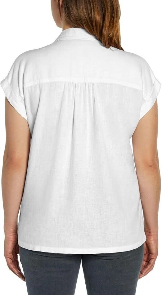 NWT Orvis Women’s XXL White Linen Rayon Button-Down Shirt Short Sleeve i2121