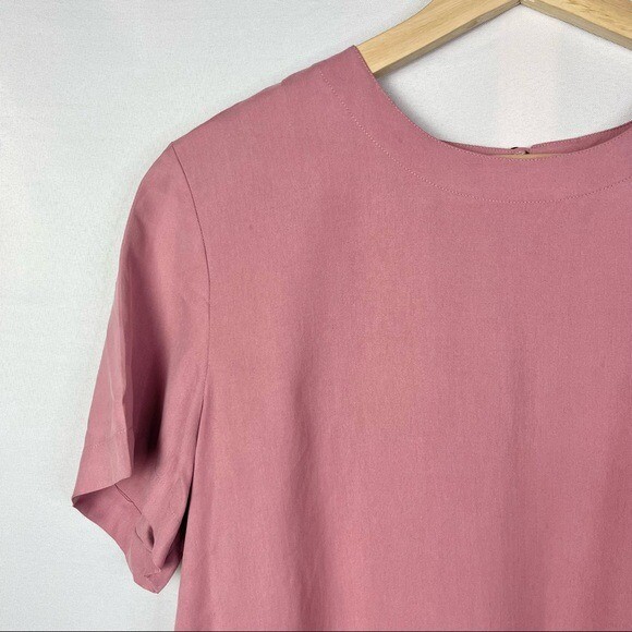 Orvis Mauve Pink Purple Round Neck Short Sleeve Blouse L