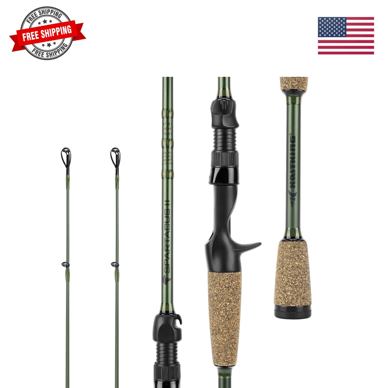 Spartacus II Fishing Rods – IM6 Graphite Blanks Casting & Spinning Rods, 2-Pi…