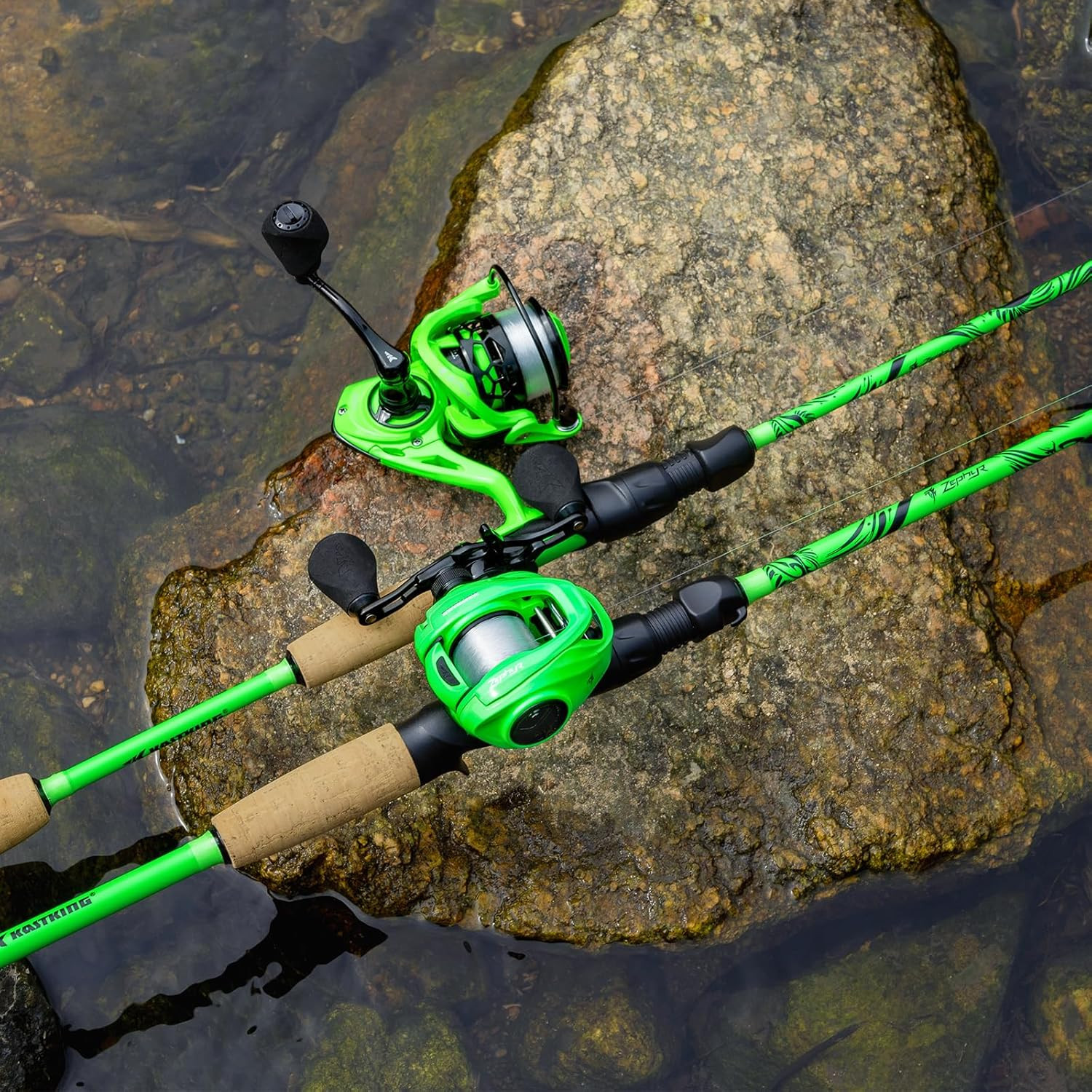Zephyr Dual-Tip Fishing Rod & Reel Combo IM6 Graphite 2Pc KastFlex Rubber Cork