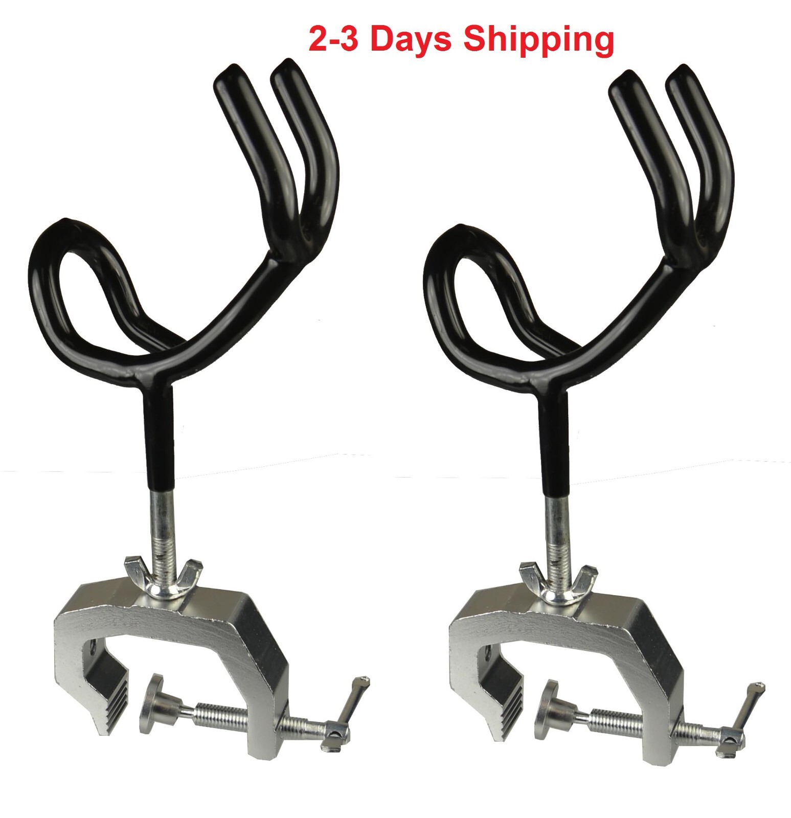 2 Pack Heavy Duty Fishing Rod Pole Rest Universal Boat Dock Clamp On Grip Holder