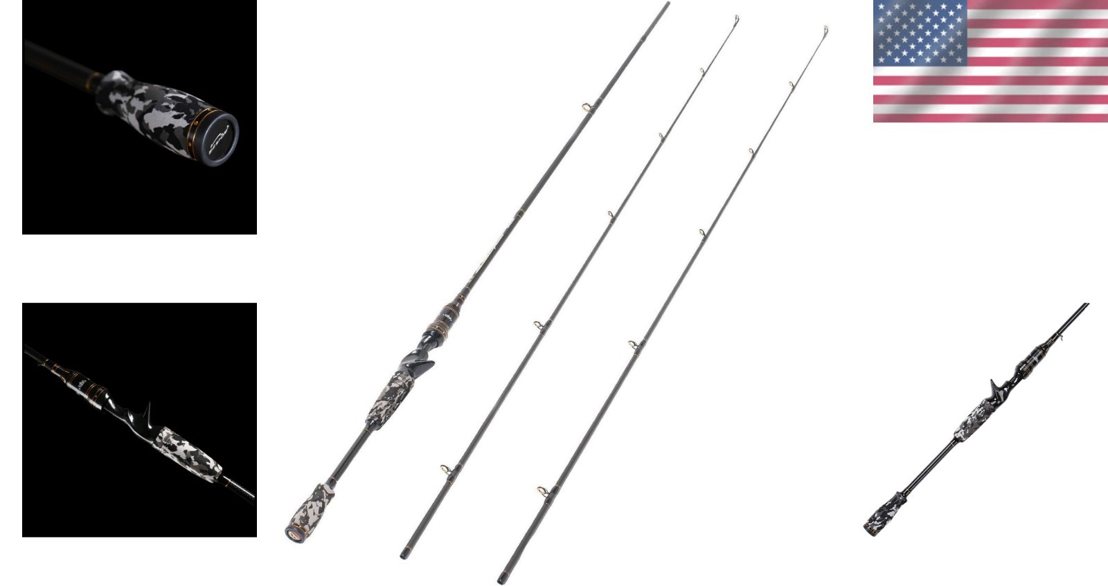 High-Performance 7′ Camo Fishing Rod – Carbon Fiber Construction with EVA Handle