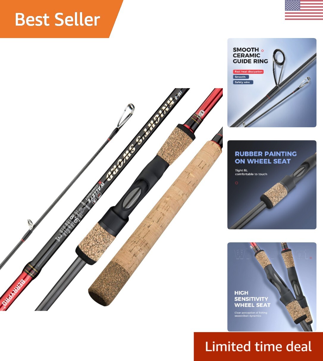 Ergonomic Cork Handle Carbon Fiber Fishing Rod – 10′ Salmon & Steelhead Gear