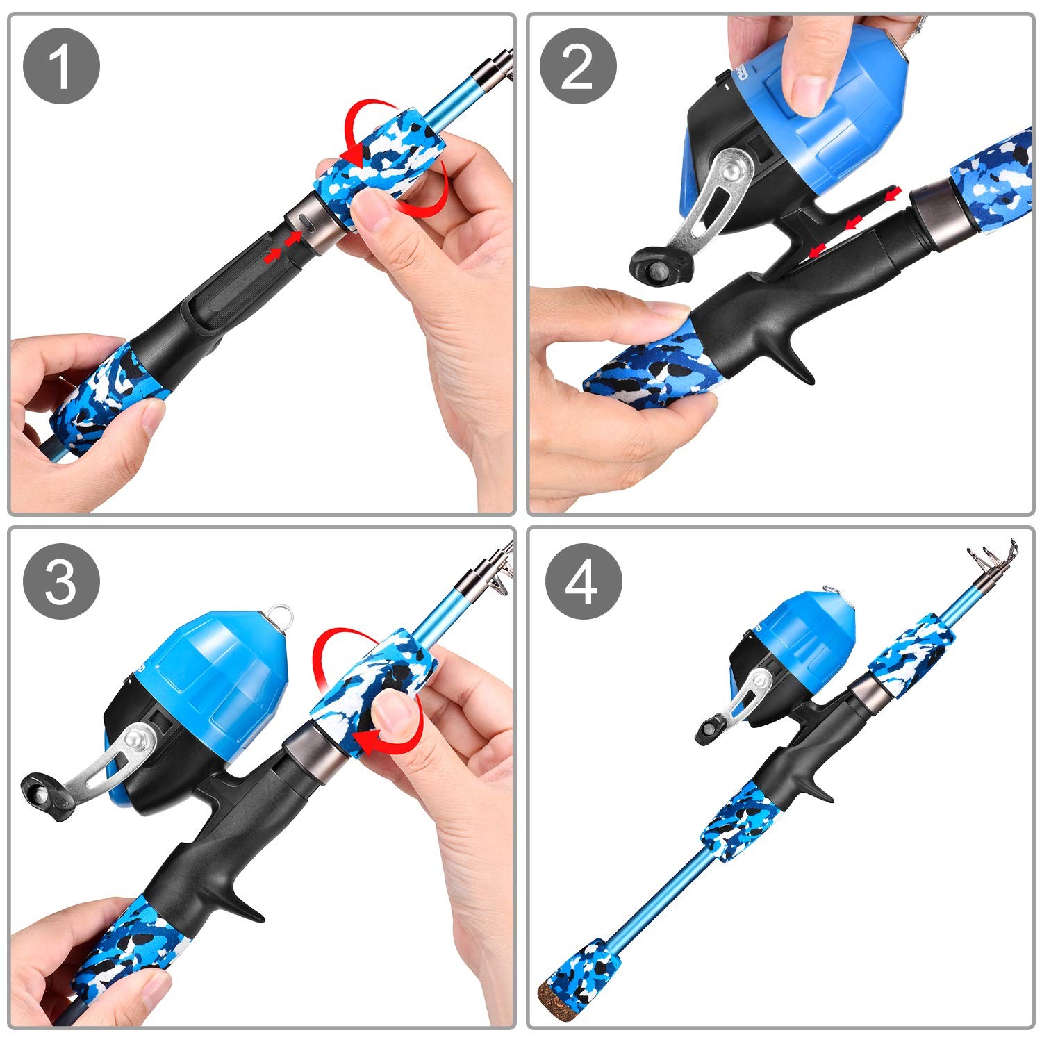 ODDSPRO Kids Fishing Pole – Starter Kit – with 4.92 ft, Blue